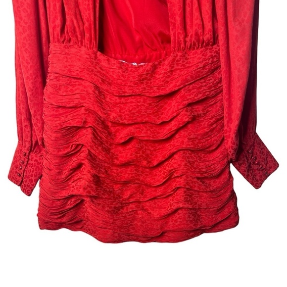 Free People Let’s Dance Red Jacquard Mini Dress Sz 8 NWT - Picture 8 of 15